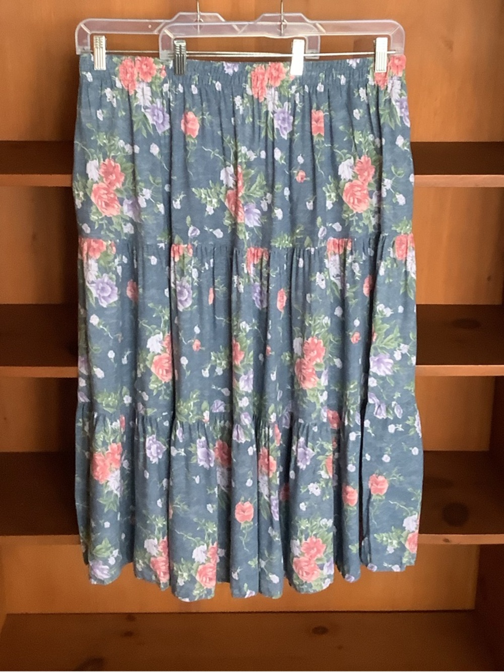Vintage Floral Rayon Prairie Midi Skirt Size XL XXL Cottagecore Grunge Plus Size